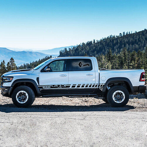 Pair Dodge Ram Rebel TRX 2021+ Door side stripe Grunge Truck Vinyl Sticker Decal Graphic