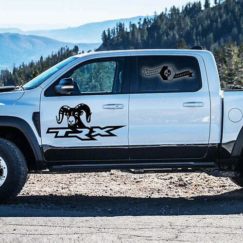 2x Dodge Ram Rebel 2022+  2023+ 1500 TRX Ram Side Doors Truck Vinyl Stickers Decals Graphics