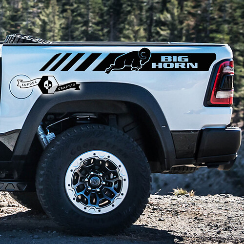 2x Dodge Ram Rebel 2022+  2023+ 1500 TRX Ram Bed Side Stripe Big Horn Truck Vinyl Stickers Decals Graphics