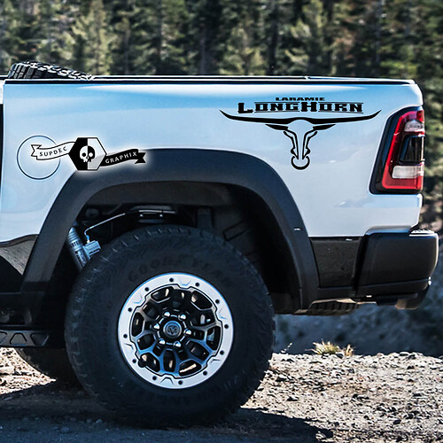 2x Dodge Ram Rebel 2022+  2023+ 1500 TRX Ram Bed Side Long Horn Laramie Truck Vinyl Stickers Decals Graphics