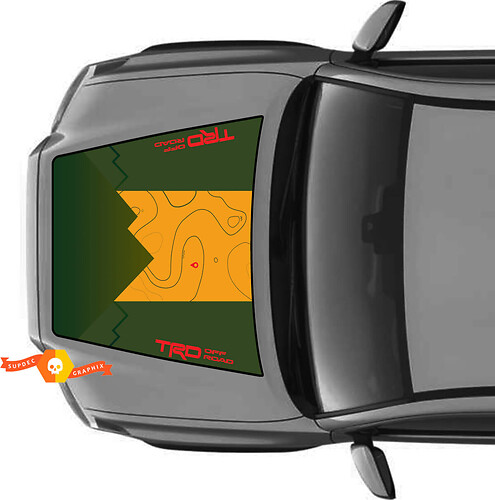 Hood TRD Off Road Mountains Topographic Map Hood Stripes Vinyl Stickers Decal fit to Toyota Tacoma 2016 - 2022 models