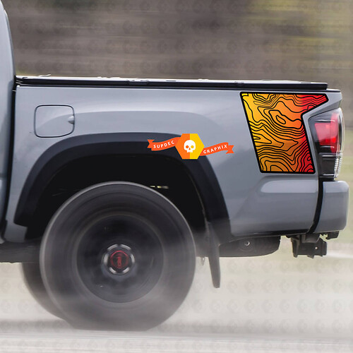 Pair Toyota TRD side bed Contour Map graphics decal sticker model