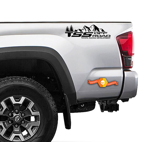 TSS Toyota Sport Series Off Road Trees Mountains BedSide Vinyl Stickers Decal fit to Tacoma or Tundra Sticker