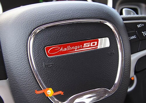 One Steering Wheel Challenger 50th Anniversary emblem domed Sticker Decal