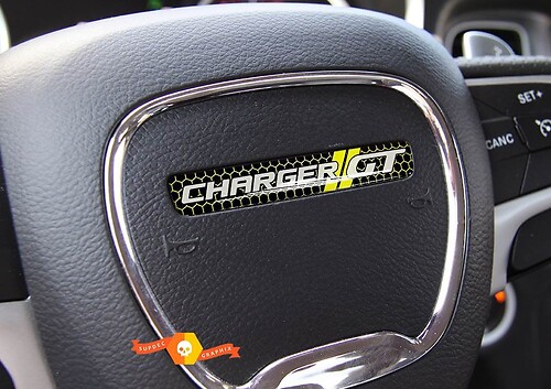 One Steering Wheel Charger GT emblem domed Sticker Decal