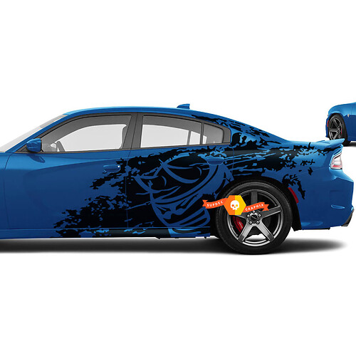 Dodge Challenger Charger RUMBLE BEE HORNED Bee style Splash Grunge Stripes Kit Hell Cat Vinyl Sticker Decal Graphic
