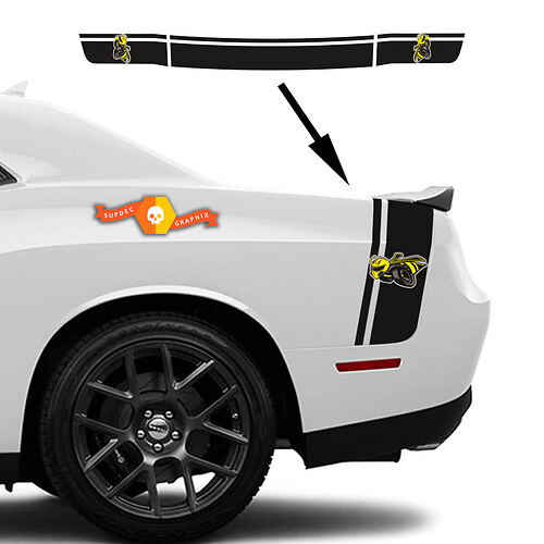 Kit Dodge Challenger or Charger Drag Bee Tail Bed Rear Stripe Sticker Decal kit trunk