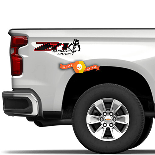Pair Z71 Mandalorian Edition Decal Silverado Chevrolet Chevy 4x4 Off-Road Truck Bedside Stickers Decals Vinyl Graphic

