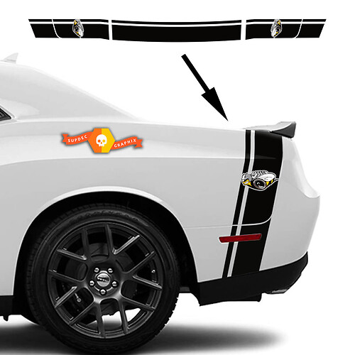 New Kit Dodge Challenger or Charger Drag Bee RUMBLE-BEE Tail Bed Rear Stripe Sticker Decal kit trunk