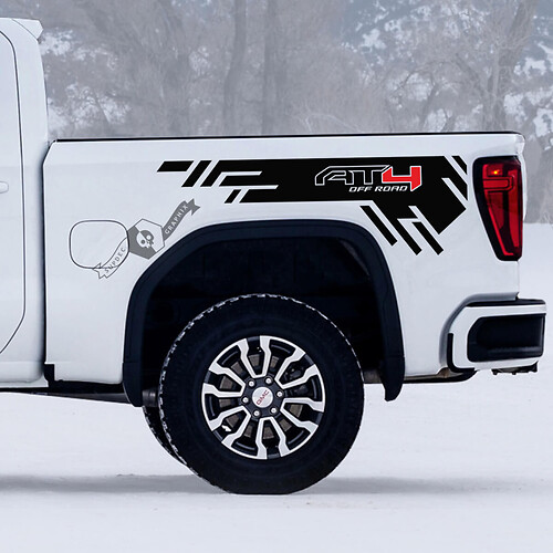 2 GMC GM Sierra 1500 AT4  Side Bed off-road 4x4 Decals Stickers  2 colors
