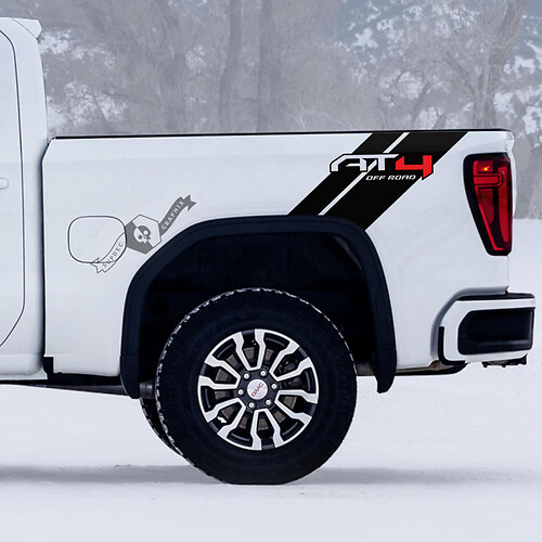 2 GMC GM Sierra 1500 AT4  Side Bed Stripes off-road 4x4 Decals Stickers  2 colors