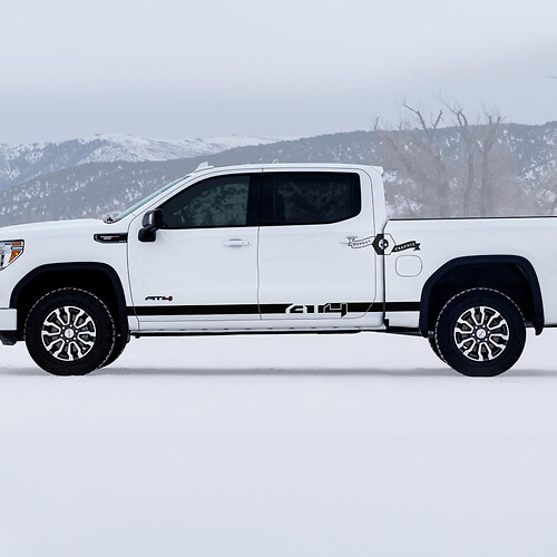 2 GMC GM Sierra 1500 AT4 Doors Rocker Panel stripes Side Bed Destroyed Вestroyed Decals Stickers