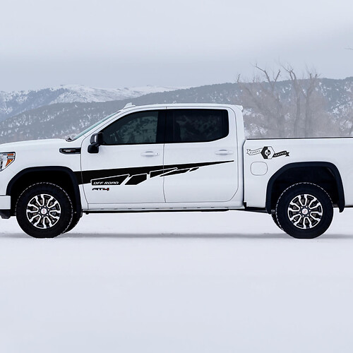 2 Нови GMC GM Sierra 1500 AT4 Предни Врати Блато Сплеск Внедорожен Страничен Кош Разрушени Вestroyed Налепници Стикери
