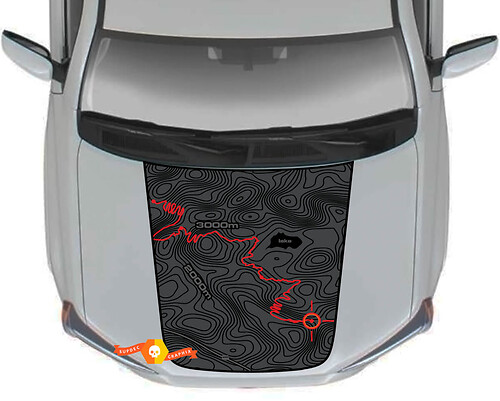 Hood blackout TOPO Topographic Map wrap for Toyota 4Runner Sticker Decal