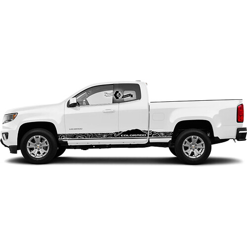 Pair Chevrolet Colorado Side Rocker Panel Stripes Mountains Contour Line Vinyl Decal Sticker