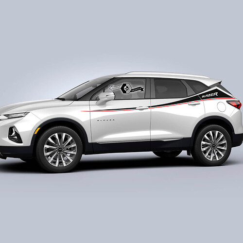 Pair Chevrolet Blazer 2023 Side Side Doors Up 2 Colors Stripe Logo Vinyl Decal Sticker