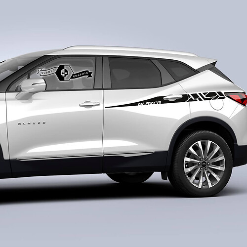 Pair Chevrolet Blazer 2023 Side Side Doors Up Stripe Logo Vinyl Decal Sticker