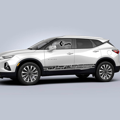 Pair Chevrolet Blazer 2023 Decals Doors Side Rocker Panel Logo New Stripe Geometry Vinyl Decal Sticker