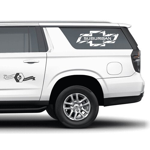 Pair Chevrolet Suburban Side Destroyed Logo Vinyl Decals Sticker