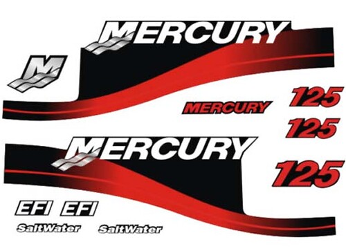 125hp Mercury EFI SaltWater outboard motor cowl boat Stickers Decals grap