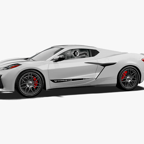 2x Chevrolet Corvette Z06 ទំនុកប្រអប់ផ្លូវ Logo Lines Dotted Vinyl Decal Sticker
