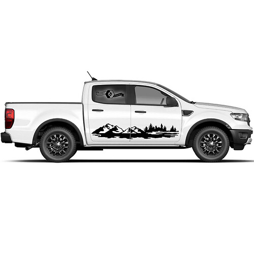 Pair Ford Ranger Raptor Side Doors Mountain Graphics Set Side Stripe Sticker Decal