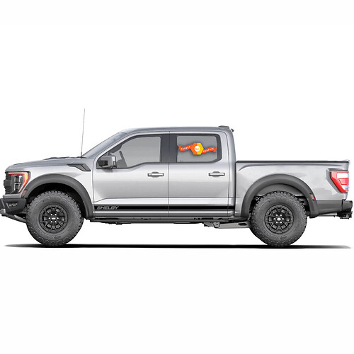 Pair Ford F-150 Raptor SHELBY 2022 2023+ Side Doors Lines Graphics Set Logo Stripe Sticker Decal