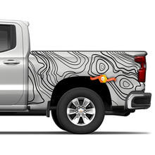 Side Tailgate Truck Chevrolet Silverado Topographic map contour background Topo map Cut Out Vinyl Decals graphics sticker  2