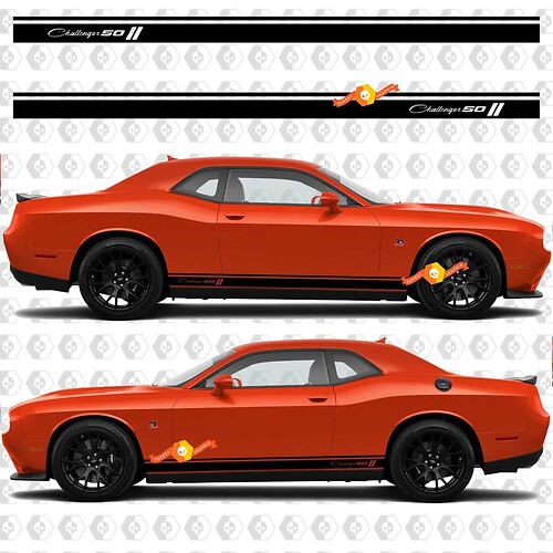 2X Dodge Challenger 50th Anniversary Rocker Panel Stickers Decals Stripe Vinyl Graphics
