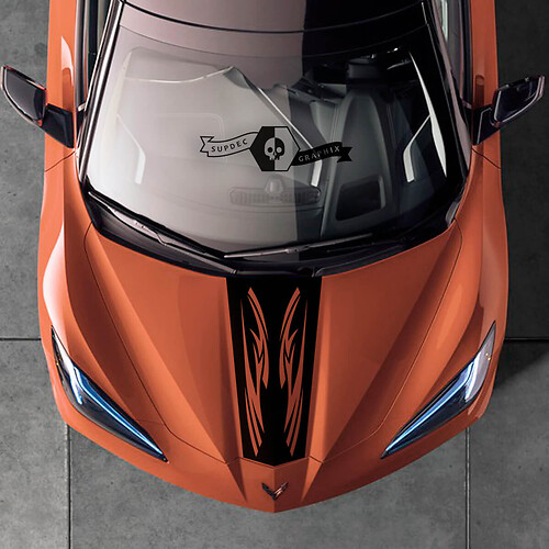 Chevrolet Corvette C8 Stingray Hood Flames Logo Sticker Decal Stripes