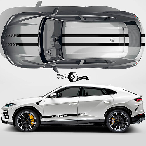 Pair Lamborghini Urus 2021 2022 2023 Side Doors Hood Roof Lines Checkered Stripes Vinyl Decal Sticker Graphics