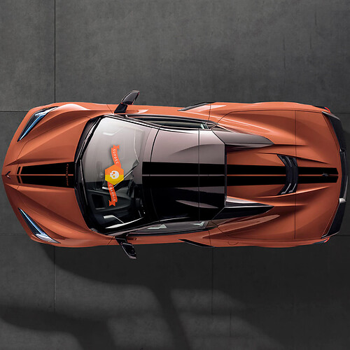 Chevrolet Corvette C8 Stingray Hood Roof Rear Stripes Corvette Solid Sticker Decal Stripes