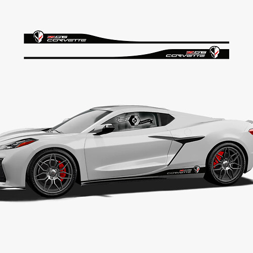 2x Chevrolet Corvette Z06 Side Two Colors Rocker Panel Stripes logo Vinyl Decal Sticker