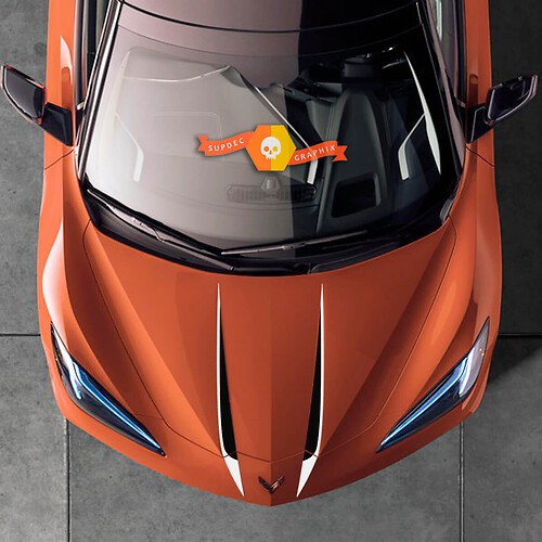 Chevrolet Corvette C8 Stingray Hood Corvette Classic Logo Sticker Decal Stripes 2 colors