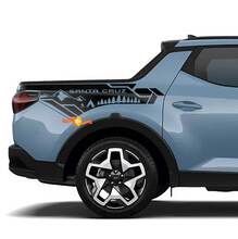 2x Mountains Trees Camper edition BedSide Side Vinyl Stickers Decal fit to Hyundai Santa Cruz 2