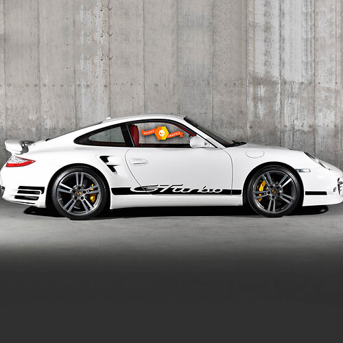 Pair Porsche Gturbo Side Decal Rocker Panel Stripes Doors Kit Decal Sticker 