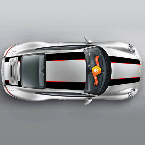 Porsche Racing Contoured R Stripes Over The Top Stripes For Carrera Or Any Porsche Full Kit 2 colors