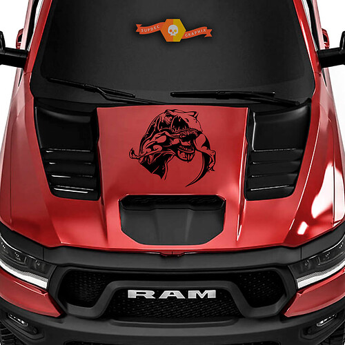 Dodge Ram Rebel 2022 + 2023 1500 TRX T-Rex Eating Raptor Hood TRX Truck Vinyl Sticker Decal Graphic