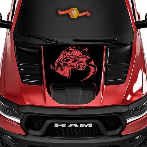 Dodge Ram Rebel 2022 2023 1500 TRX T-Rex Eating Raptor Hood TRX Truck Vinyl Sticker Decal Graphic