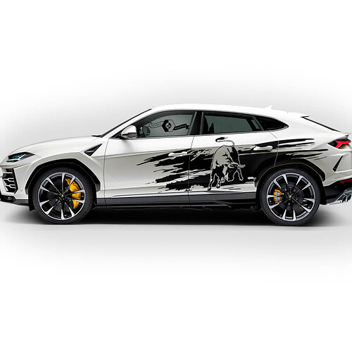 Pair Lamborghini Urus 2021 2022 2023 Side Doors Wrap Destroyed Logo Splash Vinyl Decal Sticker Graphics