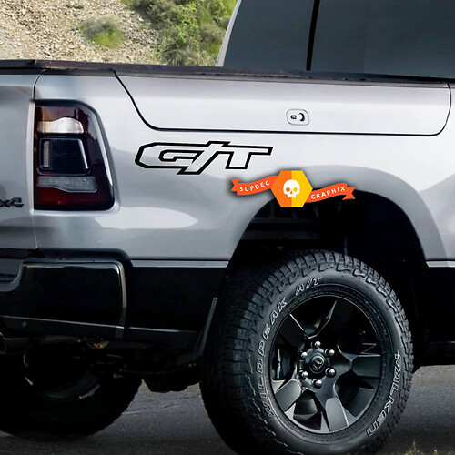 Pair of 2023 RAM 1500 LARAMIE G/T AND REBEL G/T Bed Side Logo Vinyl Decals Stickers Graphics