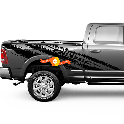 Huge Grunge Splash Dodge RAM 1500 REBEL Bed Side Vinyl Decals Stickers Graphics