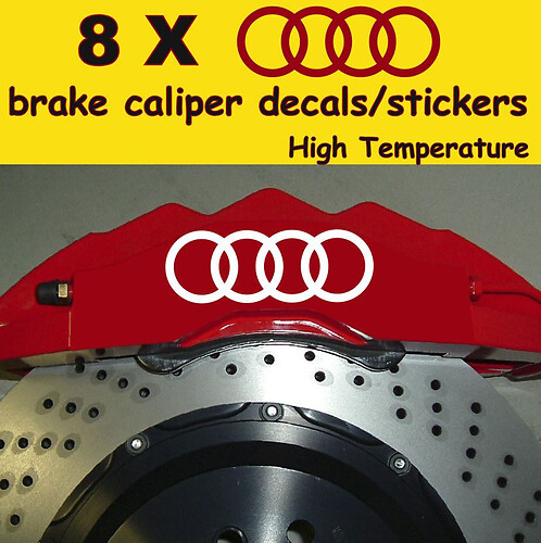 8 x Audi Brake Caliper Decals Stickers Vinyl Emblem Graphics Log
