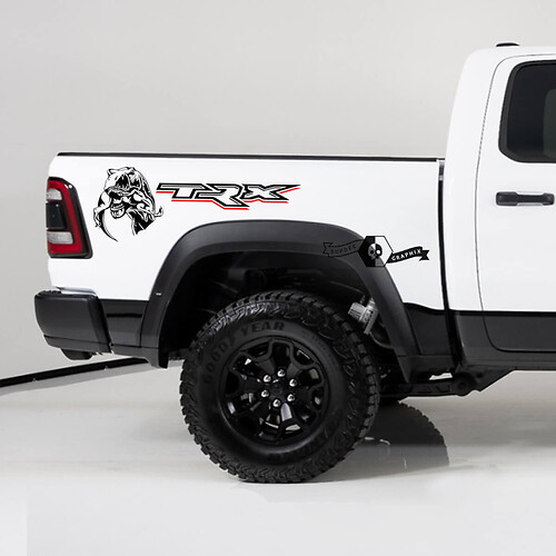 2x Dodge Ram TRX 2023 TRX Eating Raptor Bed Side with Red line Truck Vinyl Sticker Decal Graphic
