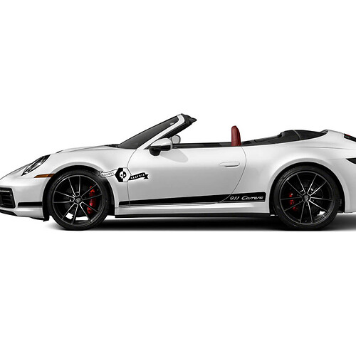 2 Porsche 911 Porsche Carrera Rocker Panel Solid Side Stripes Doors Kits Decals Stickers