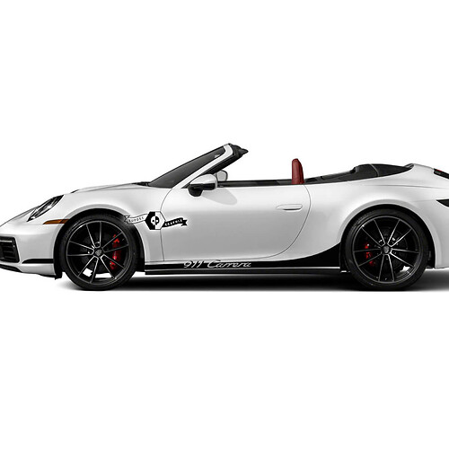 2 Porsche 911 Porsche Carrera Rocker Panel Extended Side Stripes Doors Kits Decals Stickers