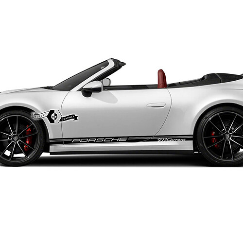 2 New Porsche 911 Porsche Carrera Rocker Panel Side Trim Stripes Doors Kit Decal Sticker 