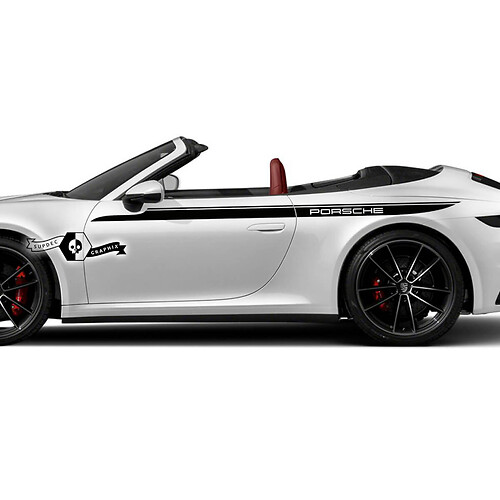 2 New Porsche 911 Porsche Carrera Stripes Doors Up  Kit Decal Sticker
