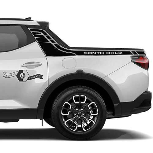 Pair Modern Rally Side Bed Logo Lines Trim Vinyl Stickers Decal Graphic fit to Hyundai Santa Cruz