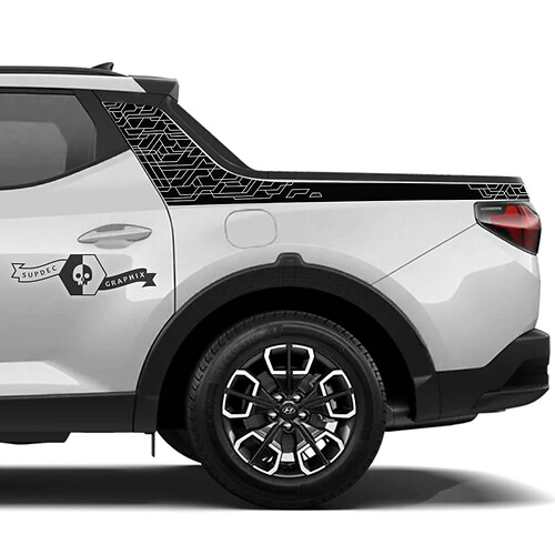 Pair Modern Rally Side Bed Logo Lines Trim Modern Vinyl Stickers Decals Graphic fit to Hyundai Santa Cruz